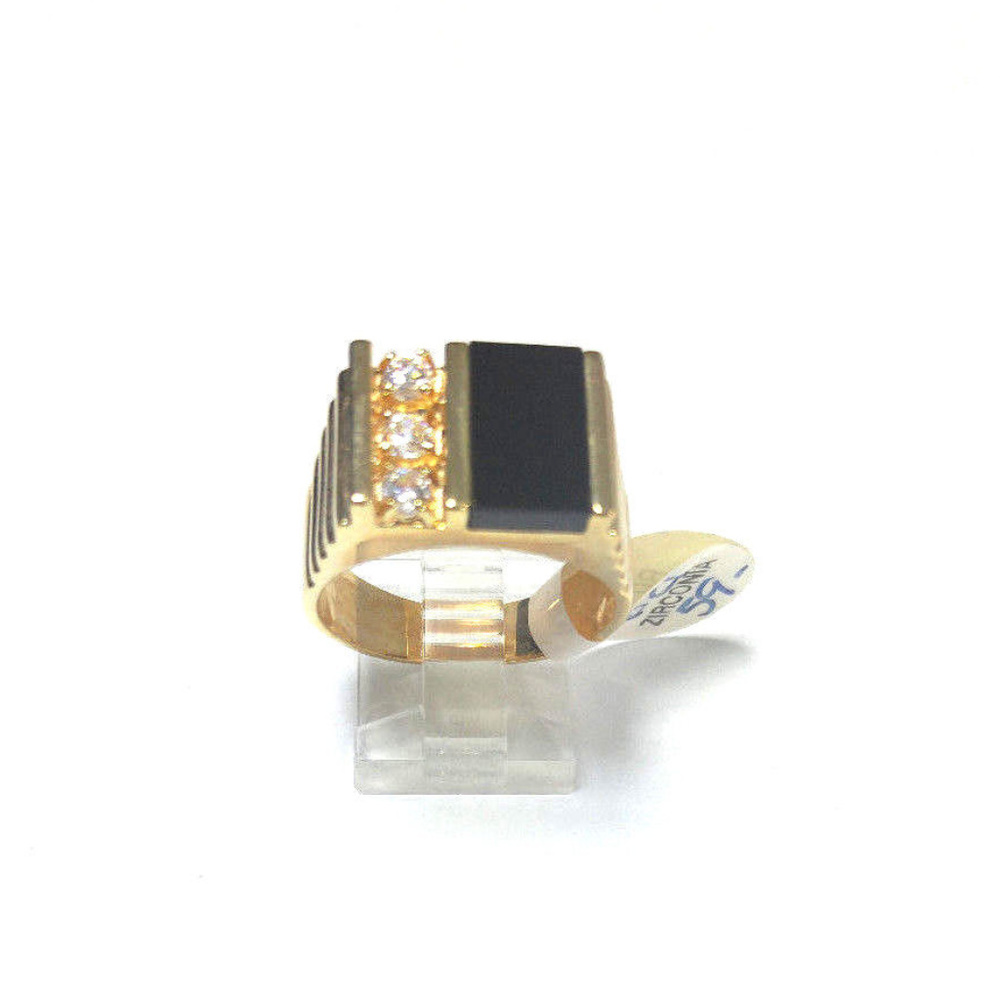 Men's Onyx Gold Ring Clear CZ  Ring 50MILS